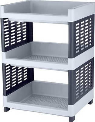 AK HUB Utensil Kitchen Rack Plastic Multipurpose Use Viva 3 Compartments Plastic Rack for Office, Kitchen and General Use Plastic Wall Shelf