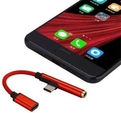 Wonder World Pable Red ®XVI-GTA-63-Type C Adapter to 3.5mm Headphone Audio Jack and Type C Charger Connector Phone Converter
