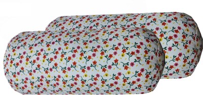 GKM Microbeads Floral Sleeping Pillow Pack of 2(White, Red)