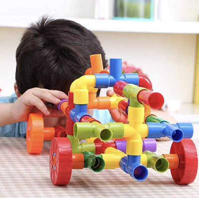 kipa Made in India Multi Coloured Educational Play and Learn Plastic Building Block Set Pipes Puzzle Set - Blocks for Kids ( 56 Pieces ) - Blocks Toys and Games for Kids(56 Pieces)