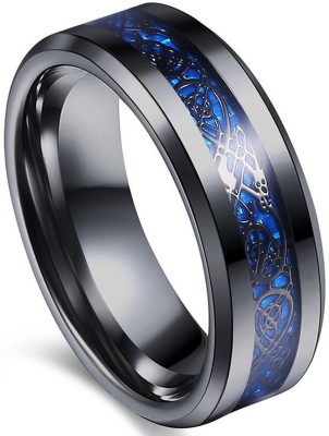 Lila Dragon Black Blue Color Base Stainless Steel Finger Ring - Thumb Ring Valentine gift Intelligent Smart Body Temperature Monitor Ring Fashion Jewellery Collection propose Lovers Fancy Party wear Stylish latest design Heart king Couples Love Golden Black Blue Mens Style Thumb Smart Band Gold plat