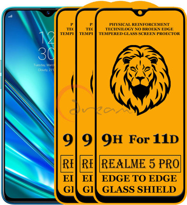 SoftTech Edge To Edge Tempered Glass for Realme 5 Pro (Anti-Fingerprint,Zero Bubble,9H Hardness)(Pack of 2)