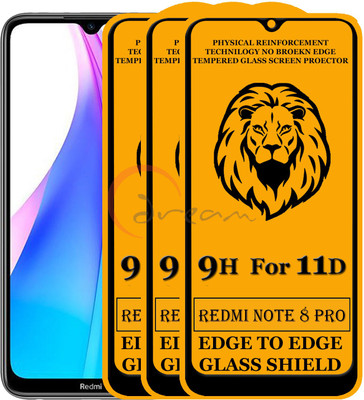 Dream Edge To Edge Tempered Glass for Redmi Note 8 Pro (Anti-Fingerprint,Zero Bubble,9H Hardness)(Pack of 3)