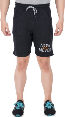 NOW OR NEVER Solid Men Dark Grey Basic Shorts