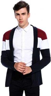 GLAMPANDA Colorblock Casual Men Maroon, Black, White Sweater