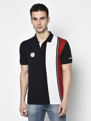 Octave Colorblock Men Polo Neck Dark Blue T-Shirt