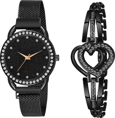 Talgo TG-C_23_Black_12_Black Heart Bracelet Analog Watch  - For Women