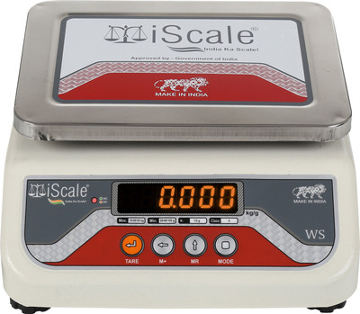 iScale i-03 20kg x 1 g Digital Table Top Weighing Scale with Front and Back Red Double Display, Small Stainless steel pan size 7x9 inches for General stores and Commercial Purposes Weighing Scale(Multicolor)