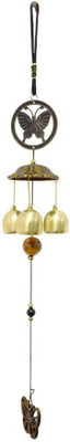 Puja N Pujari Butterfly Bell Wind Chimes for Positive Energy & Home Decor Gold Plated Windchime(24 inch, Gold)