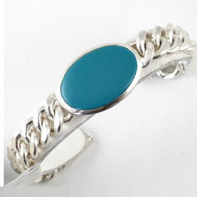 ruby collection Stone Turquoise Silver Bracelet