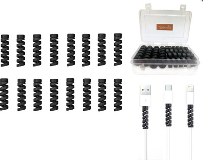 sarvda Cable Protectors with organizer box for Charger Earphones iPhone Oneplus set of 16 pcs Cable Protector(Black)