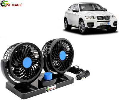 Selifaur F39 - Mitchell 12V DC Electric Car Fan for Dashboad 360 Degree Rotatable Dual Head Car Auto Cooling Air Fan BMW X5 Car Interior Fan(12 V)