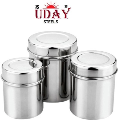 UDAY STEELS Steel Tea Coffee & Sugar Container  - 350 ml, 500 ml, 750 ml(Pack of 3, Silver)