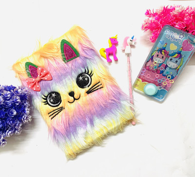 13House Unicorn Fur Face Style Diary A5 Diary RULED 99 Pages(Multicolor, Pack of 4)
