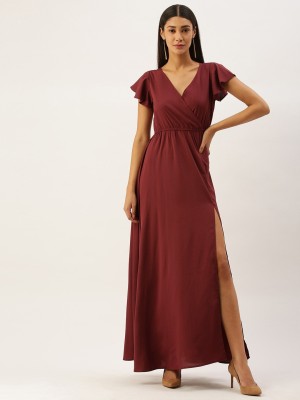 Berrylush Women A-line Maroon Dress