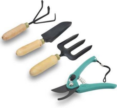 AGT 4 Pcs Gardening Tool Kit Fork, Cultivator, Small Shovel and Pruner Garden Tool Kit(4 Tools)