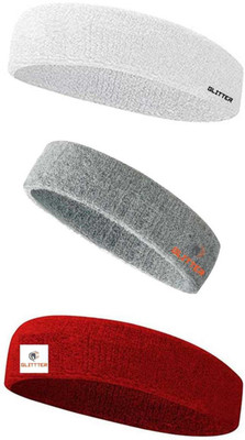 Glitter Non Slip Moisture Wicking Work Out Cotton Headband For Men's & Women's Headband Head Support(White, Grey, Red)
