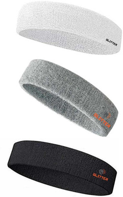 Glitter Non Slip Moisture Wicking Work Out Cotton Headband For Men's & Women's Headband Head Support(White, Grey, Black)