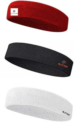 Glitter Non Slip Moisture Wicking Work Out Cotton Headband For Men's & Women's Headband Head Support(Red, Black, White)