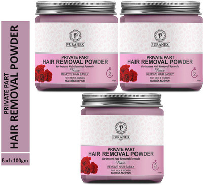 puranex Private Part Hair Removal Powder (Rose Fragrance) Specially For Private Part(For Private Part Area Hair Removal No Risk No Pain Men & Women 300 gms Powder (Pack of 3) 100 gm Each Wax(300 g, Set of 3) puranex Private Part Hair Removal Powder (Rose Fragrance) Specially For Private Part(For Private Part Area Hair Removal No Risk No Pain Men & Women 300 gms Powder (Pack of 3) 100 gm Each Wax(300 g, Set of 3)