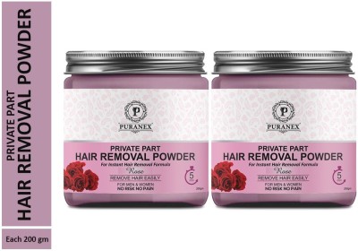 puranex Private Part Hair Removal Powder (Rose Fragrance) Specially For Private Part(For Private Part Area Hair Removal No Risk No Pain) Men & Women - 400 GM (Pack of 2-200 GM) Wax(400 g, Set of 2)