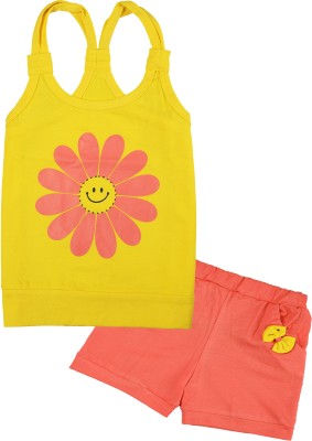 CATCUB Girls Casual Top Shorts(Yellow)