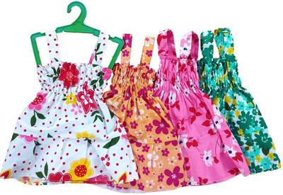 PARVEENTHA Indi Baby Girls Midi/Knee Length Casual Dress(Multicolor, Sleeveless)