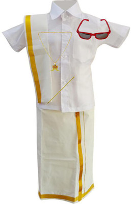 Goldstar Boys Festive & Party Dhoti, Shawl and Shirt Set(White Pack of 1)