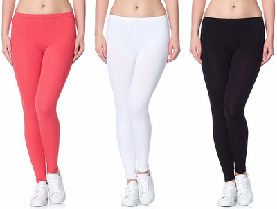 LUX LYRA Ankle Length  Western Wear Legging(White, Black, Pink, Solid)