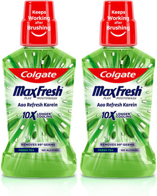 Colgate Maxfresh Plax Antibacterial Mouthwash, 24/7 Fresh Breath with Natural Tea Extracts - Fresh Tea(500 ml)