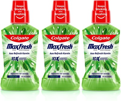 Colgate Maxfresh Plax Antibacterial Mouthwash – Fresh Tea (250ml x 3) (Pack of 3) – Fresh Tea