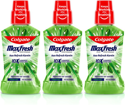 Colgate Maxfresh Plax Antibacterial Mouthwash – Fresh Tea (250ml x 3) (Pack of 3) – Fresh Tea