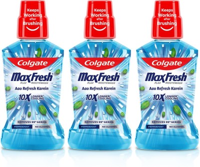 Colgate Maxfresh Plax Antibacterial Mouthwash, 24/7 Fresh Breath – Pepper Mint  (750 ml)