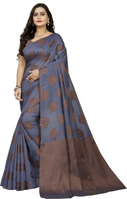 Expert E-Commerce Services Woven Bollywood Cotton Linen Saree(Grey)