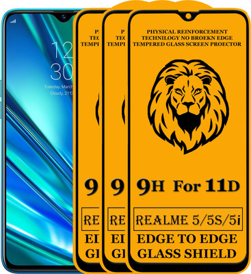 SUNSHINE Edge To Edge Tempered Glass for Realme 5i(Pack of 3)