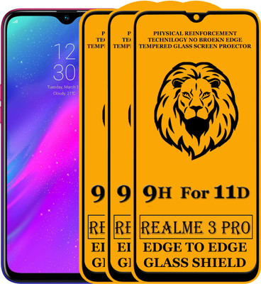 KING COVERS Tempered Glass Guard for Edge To Edge Tempered Glass for Realme 3 Pro (Pack of 3)(Pack of 5)