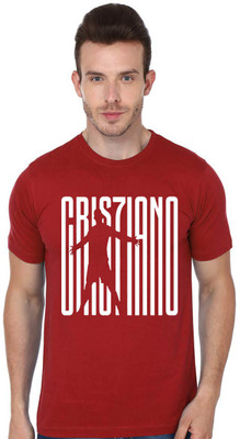 HOBBSION Printed Men Round Neck Maroon T-Shirt