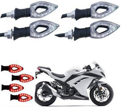 QUIRKY ZONE Front, Rear LED Indicator Light for Kawasaki Ninja 300, Universal For Bike(Red)