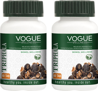 Vogue Wellness Triphala Tablet For Relief in Constipation,Indigestion,Digestive Disorder(2 x 60 Tablets)