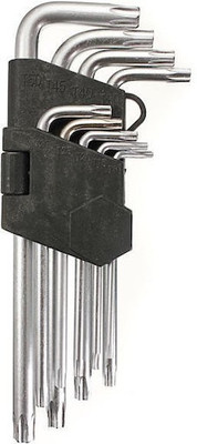 Qualigen 9-Pieces Torx/Star Allen Key Set with Hole (T10 - T50) Allen Key Set Allen Key Set