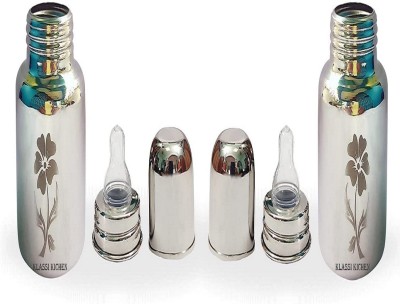 Klassi Kichen Stainless Steel Feeding Bottle With Laser Flower Design - 500(Silver)