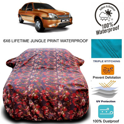 ProRox Car Cover For Ford Ikon (With Mirror Pockets)(Red, Green)