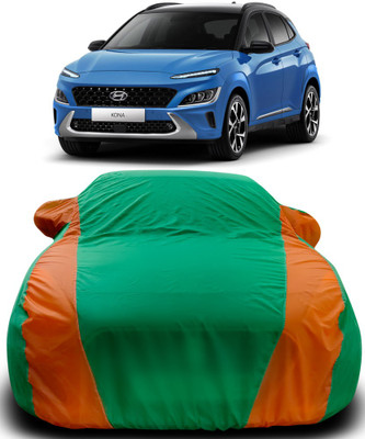 Gavya Car Cover For Hyundai Kona Electric (With Mirror Pockets)(Green, Orange)