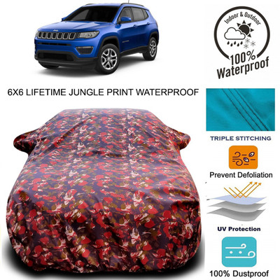 Gavya Car Cover For Jeep Compass Facelift (With Mirror Pockets)(Red, Green)