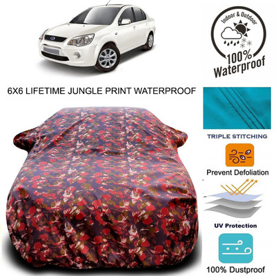 Gavya Car Cover For Ford Fiesta Classic (With Mirror Pockets)(Red, Green)