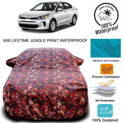 APNEK Car Cover For Kia Rio (With Mirror Pockets)(Red, Green)