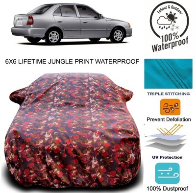 Elegance Car Cover For Hyundai Accent Viva (With Mirror Pockets)(Red, Green)