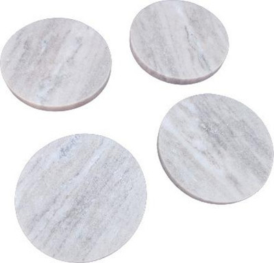 NEERAJ CREATIONS Round Reversible Marble Coaster Set(Pack of 4)