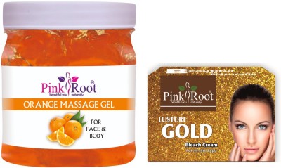 PINKROOT Orange Massage Gel 500ml with Gold Bleach 50gm(2 Items in the set)