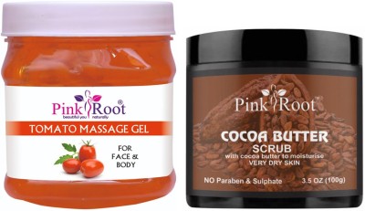 PINKROOT Tomato Massage Gel 500ml with Cocoa Butter Scrub 100gm(2 Items in the set)